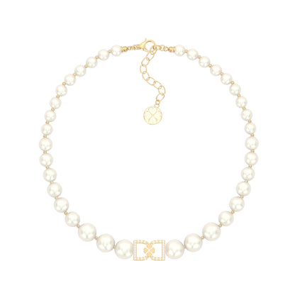 DD Perlen Choker Diamanten - Gold