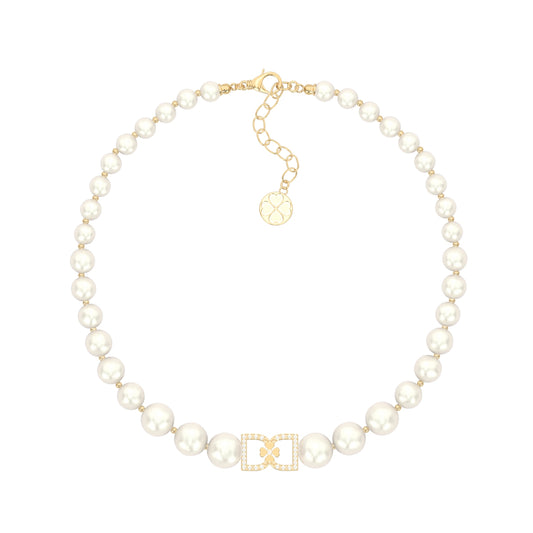 DD Pearl Choker Diamonds - Guld