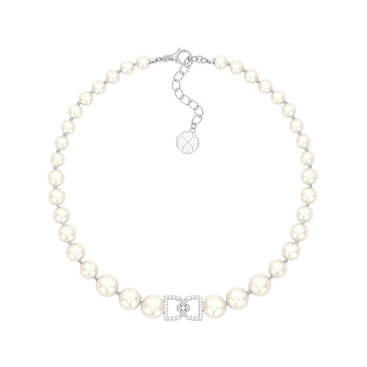 DD Parel Choker met Diamanten - Zilver