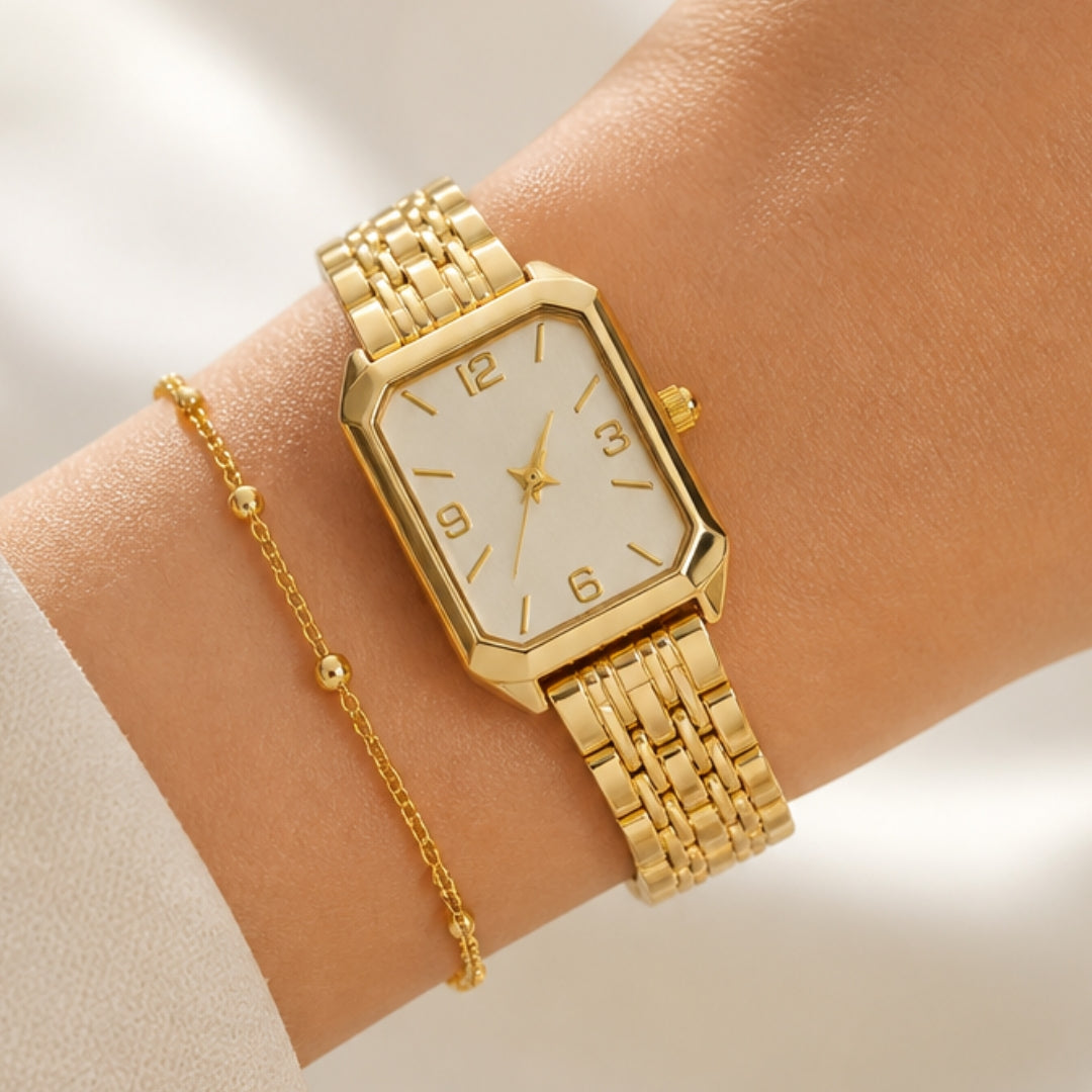 Aira Horloge - Goud / Wit