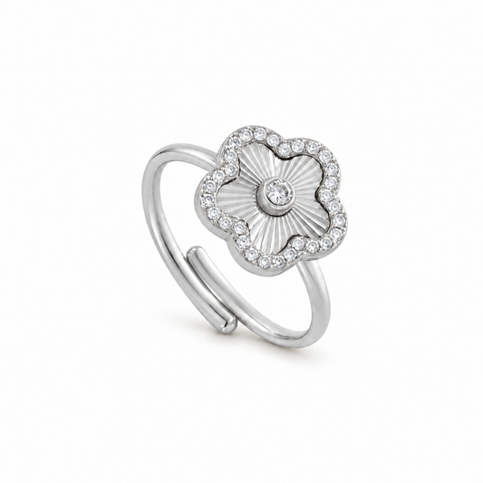 Evelia Bloom Diamanten Ring - Silber