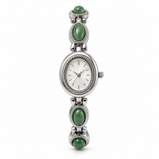 Amalfi Uhr - Silber / Grün / Weiß