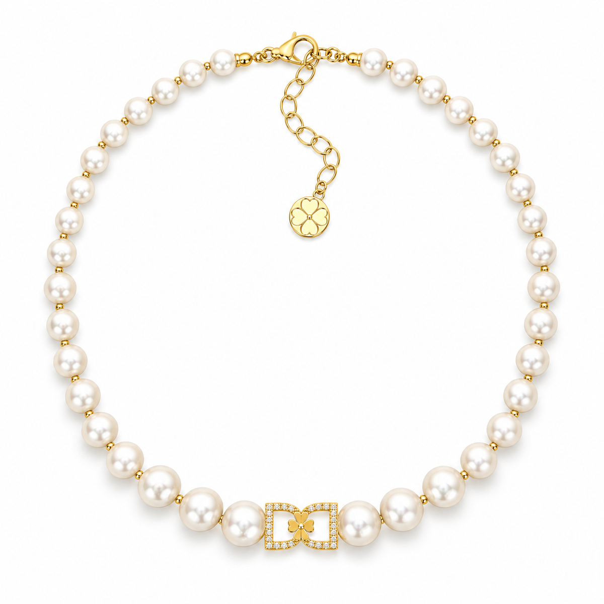 DD Perlen Choker Diamanten - Gold