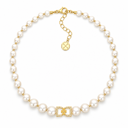 DD Perlen Choker Diamanten - Gold