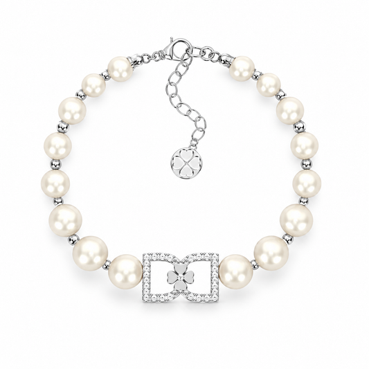 DD Perlenarmband Diamanten - Silber