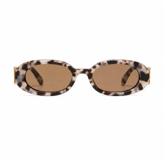 DD Sonnenbrille Oval - Weiß Leopard