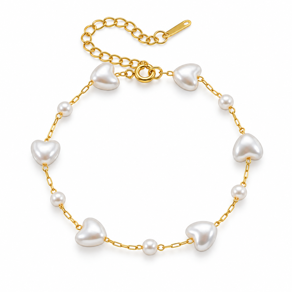Romina Perlenherz-Armband - Gold
