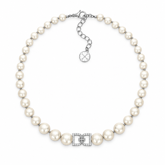 DD Perlen Choker Diamanten - Silber
